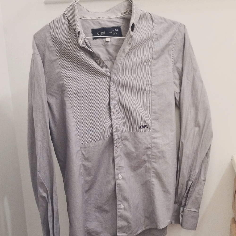Armani Jeans Gray Casual Button Down Shirt